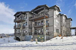 View of snow covered building