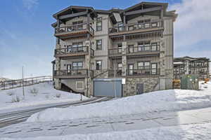 View of snow covered property