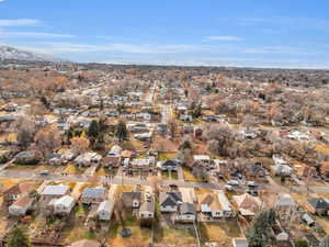 Drone / aerial view with a mountain view