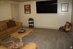 Living room with carpet flooring