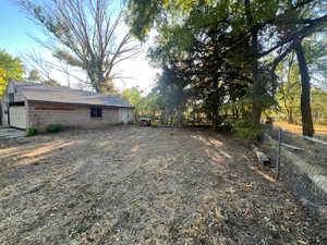 Exterior space featuring a garage