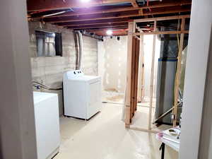 Basement featuring separate washer and dryer