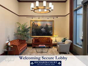 Welcoming and secure lobby with comfortable seating options