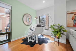 Office space featuring light hardwood / wood-style floors