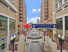 Fountain Plaza and the red arrow shows the location of unit #204