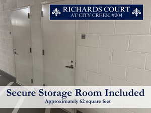 Secure storage room offering approximately 62 sq ft