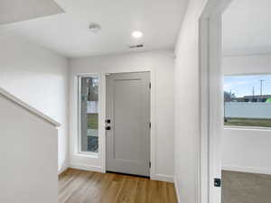 Entryway featuring light wood-type flooring