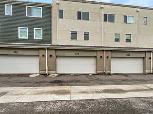 Exterior space with a garage