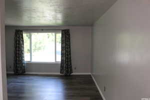 Empty room featuring a wealth of natural light and dark hardwood / wood-style floors