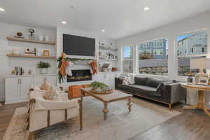 Living room featuring hardwood / wood-style flooring