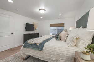 Bedroom featuring carpet