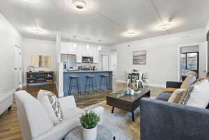 Living room featuring wood-type flooring