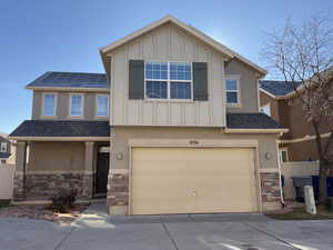 View of front of home with a garage