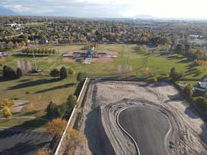 Drone / aerial view with a mountain view