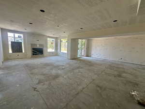 Basement family room with fireplace