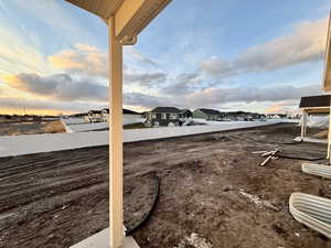 View of yard at dusk