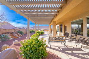 View of patio with a pergola