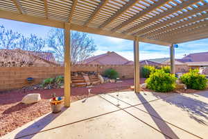 View of patio with a pergola