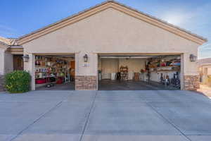 View of 3 car garage