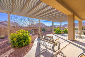 View of patio with a pergola