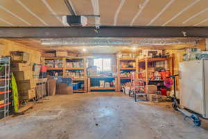 Garage with shelving