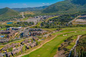 Aerial view featuring a mountain view