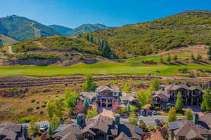 Drone / aerial view with a mountain view