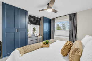 Bedroom featuring ceiling fan