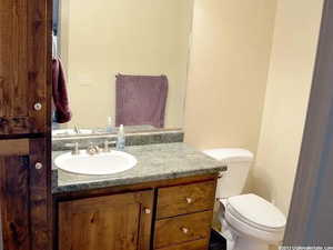 Bathroom featuring vanity and toilet