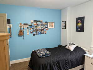 Bedroom with carpet floors