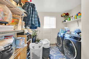 Washroom with separate washer and dryer