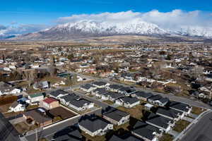 Aerial view featuring a mountain view