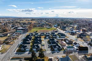 Drone / aerial view featuring a mountain view