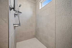 Bathroom with a tile shower