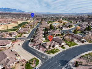 Bird's eye view featuring a mountain view