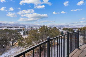 Exterior space featuring a mountain view