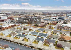 Aerial view featuring a mountain view