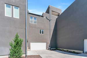 View of home's exterior with a garage