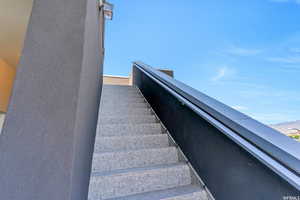 Stairs featuring a mountain view