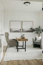 Living area featuring light hardwood / wood-style floors