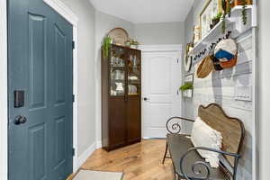 Mudroom featuring light hardwood / wood-style floors