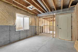 View of basement, one of two unfinished bedrooms.