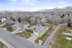 Drone / aerial view with a mountain view