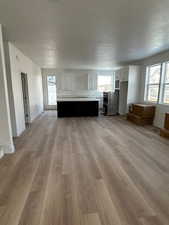 Unfurnished living room with light hardwood / wood-style flooring and plenty of natural light