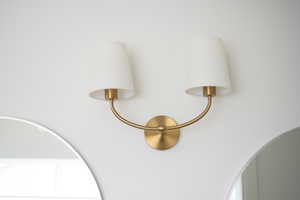 Close up of vanity light in Master Bathroom