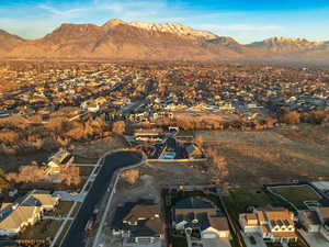 Aerial view featuring a mountain view