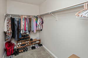 Spacious closet with carpet