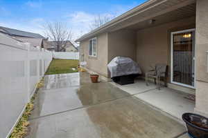 View of patio featuring grilling area