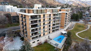 View of property with a mountain view