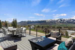 Wooden deck with a mountain view